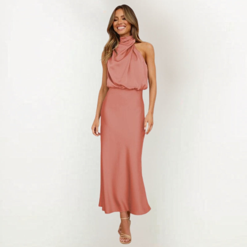 Women's Off-Shoulder High Neck Midi Dress