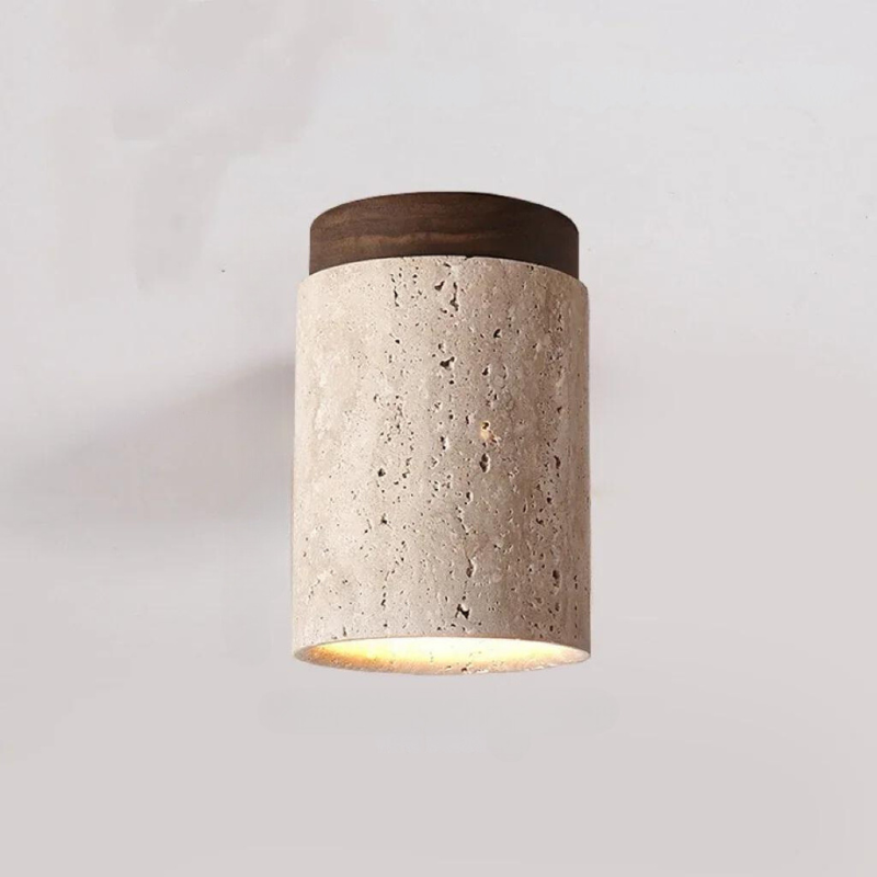 ModernTouch - Cement & Wood Flush Mount with Sleek Modern-Rustic Style | Soft Diffused Ambient Glow for Cozy Rooms | Durable Design for Living Room, Bedroom or Entryway