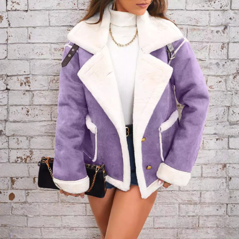 Women’s Long Sleeve Coat with Notched Collar