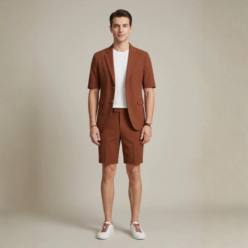 Men's Short Sleeve Blazer and Trouser Set