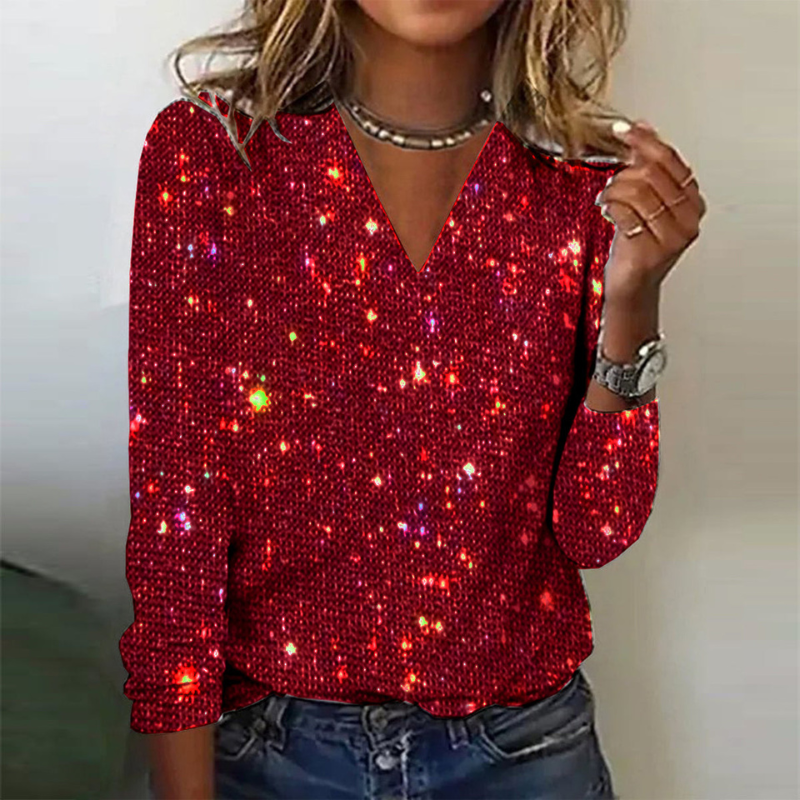 Women's Shimmer V-Neck Blouse