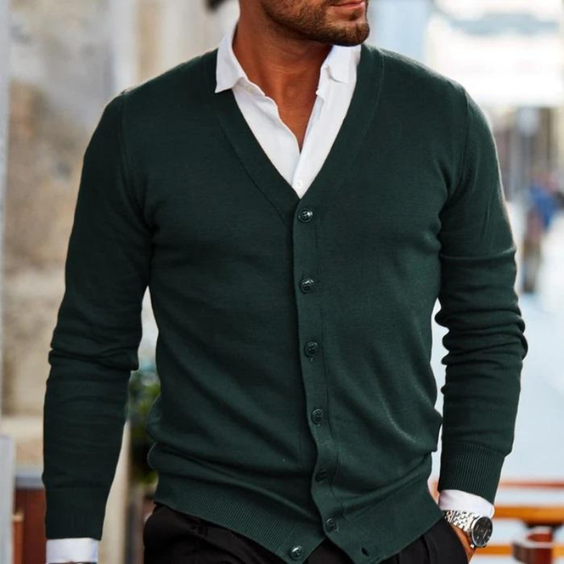 Men’s Long Sleeve Button Neck Cardigan