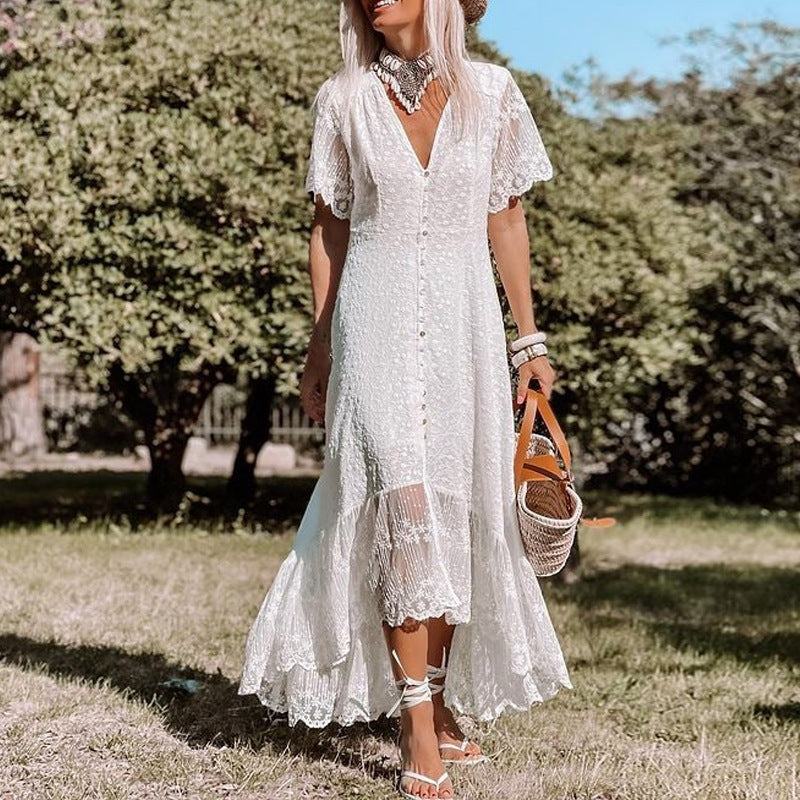 Women's V-Neck Short Sleeve Dress