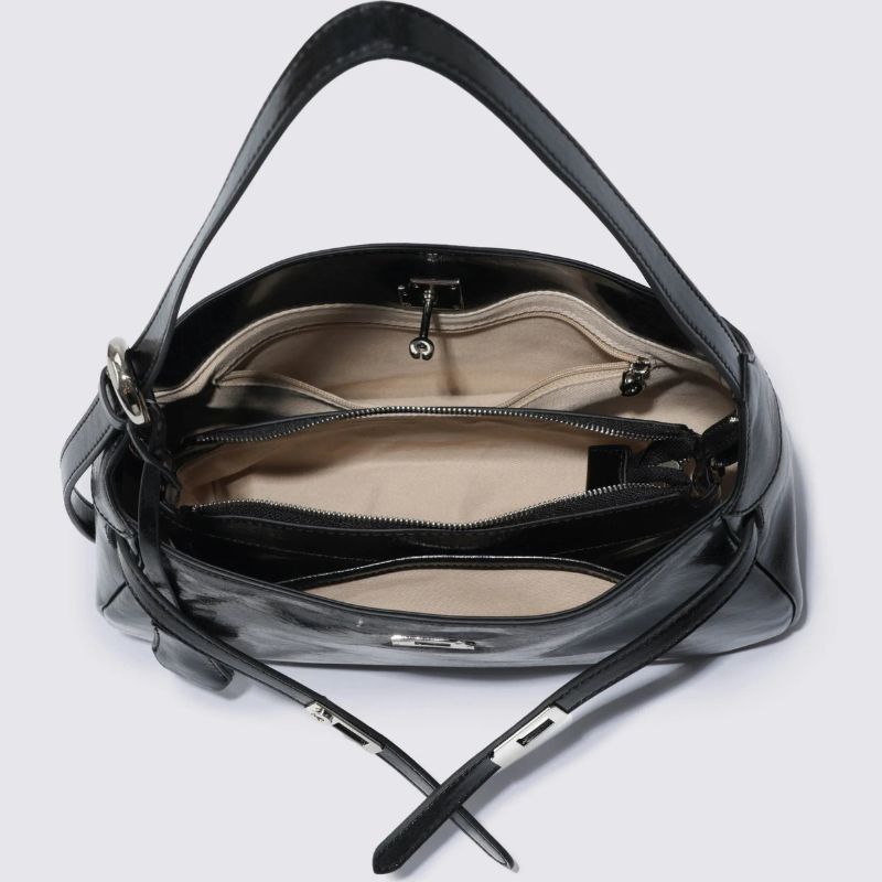 Shoulder Bag with Clasp and Zipper for Women