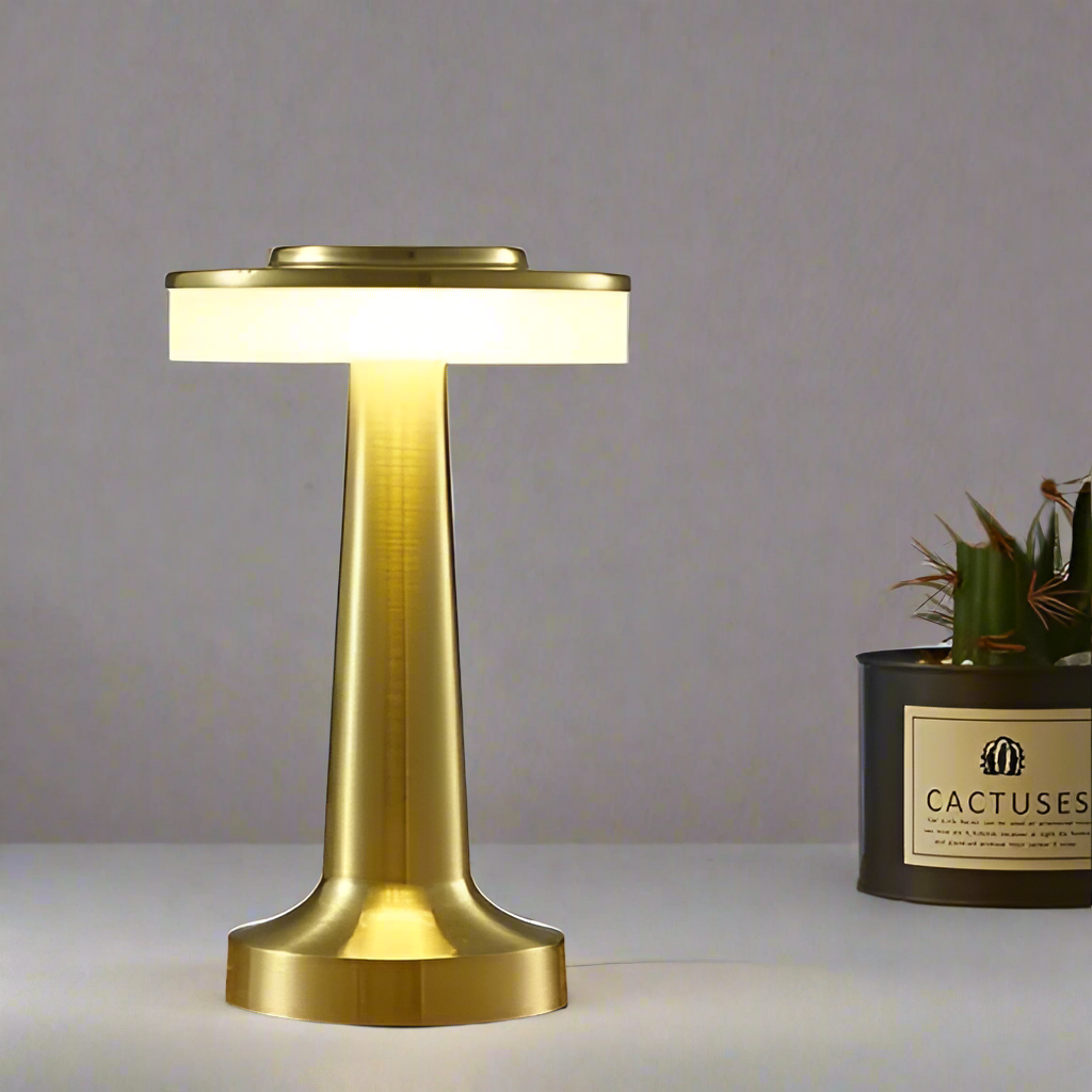 LumaGlow - Minimalist LED Table Lamp Circular White LED Top with Sleek Tapered Base | Bright Energy-Efficient Illumination for Desk, Bedside, or Accent Table | Clean Modern Design for Contemporary Interiors