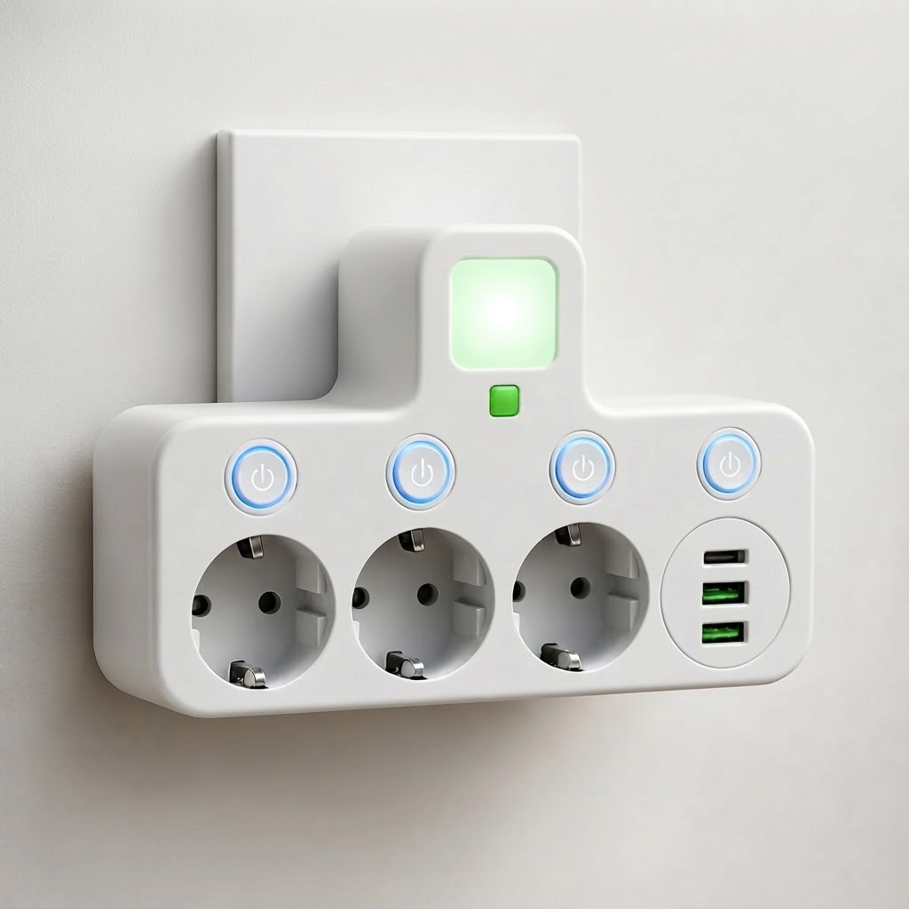 VoltNest - Elosztó 3 aljzattal, USB és Type-C portokkal