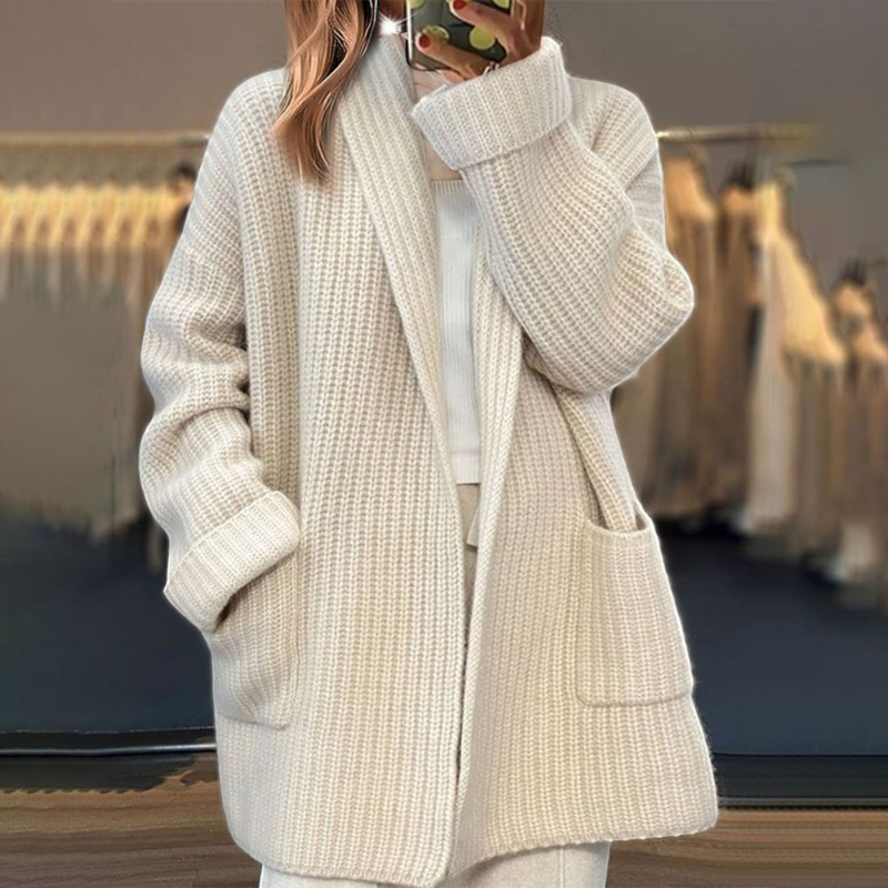 Womens Casual Knit Jacket with Pockets