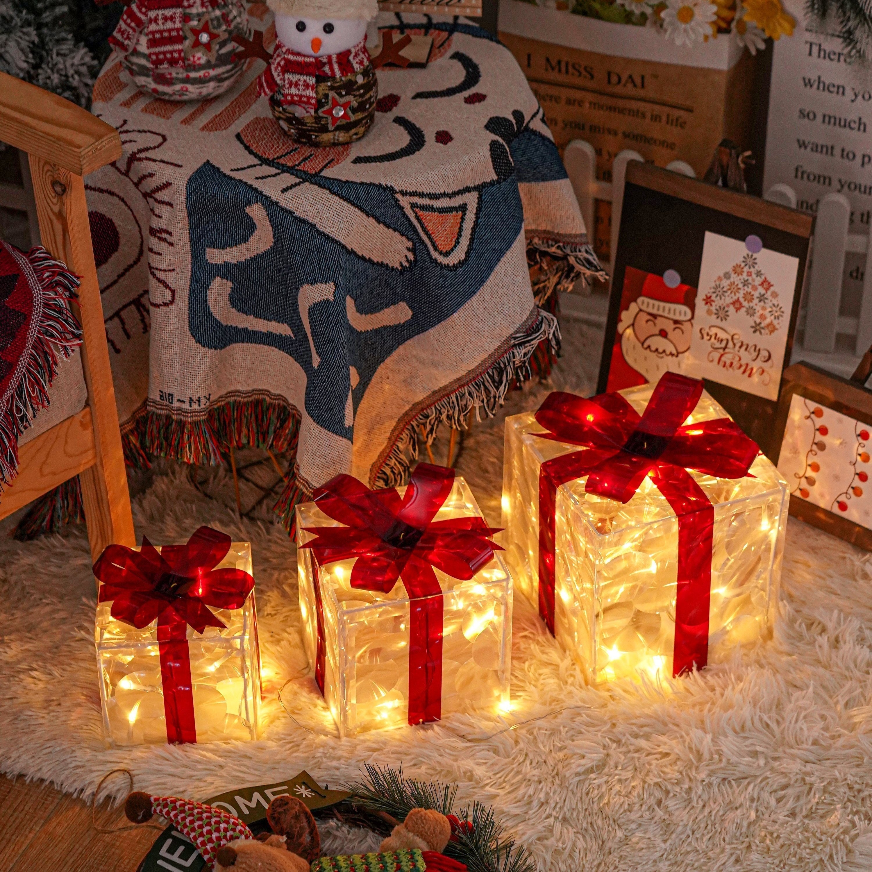 LumiGlow Christmas Lighted Gift Box Set