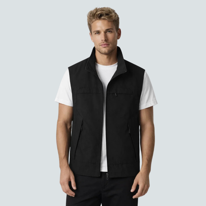 Men's Utility Vest with Stand-Up Collar