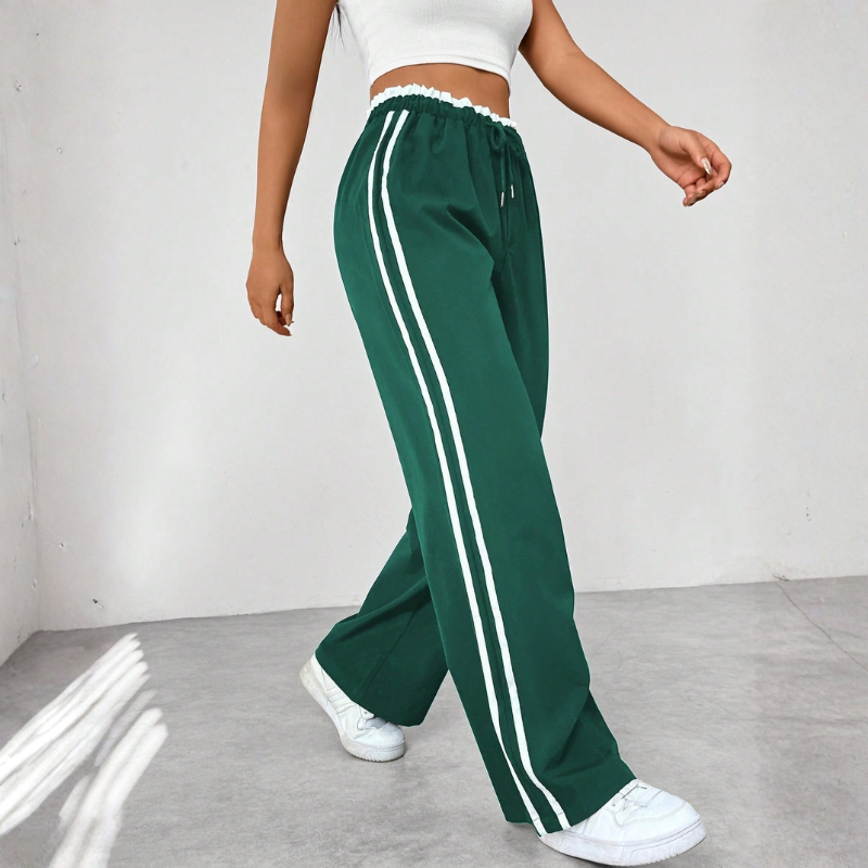 Women's Stylish Wide Leg Trousers with Adjustable Waist
