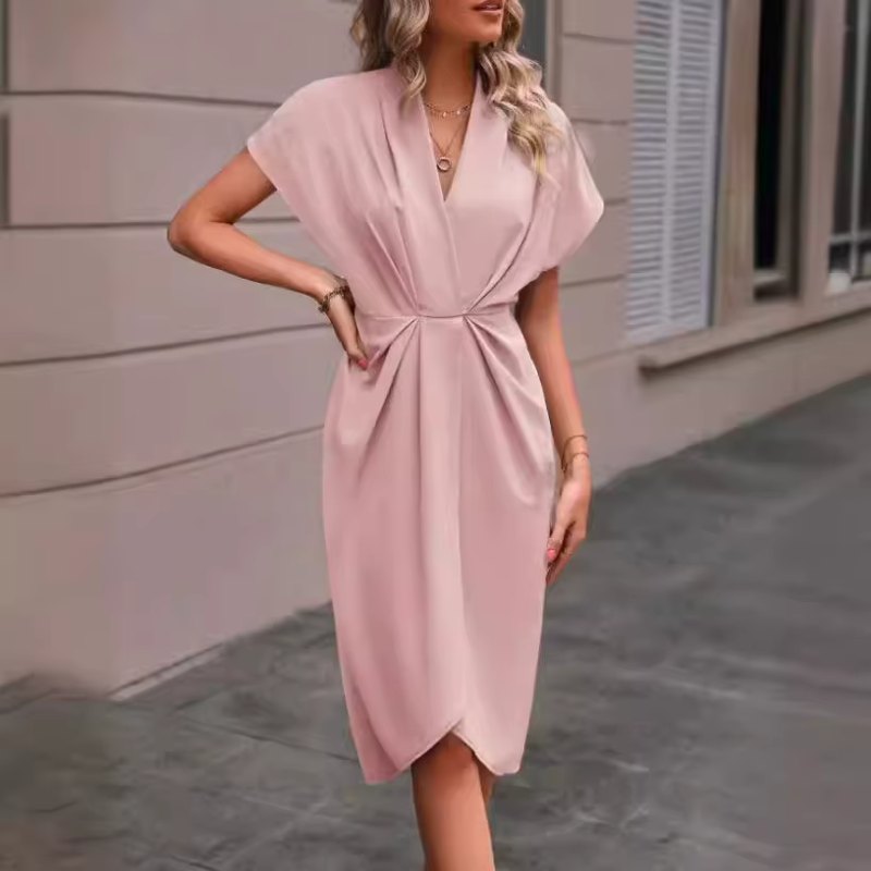 Elegant Midi Dress with V-Neck