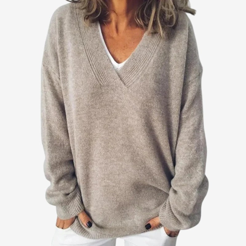 Chic Women's V Neck Long Sleeve Sweater