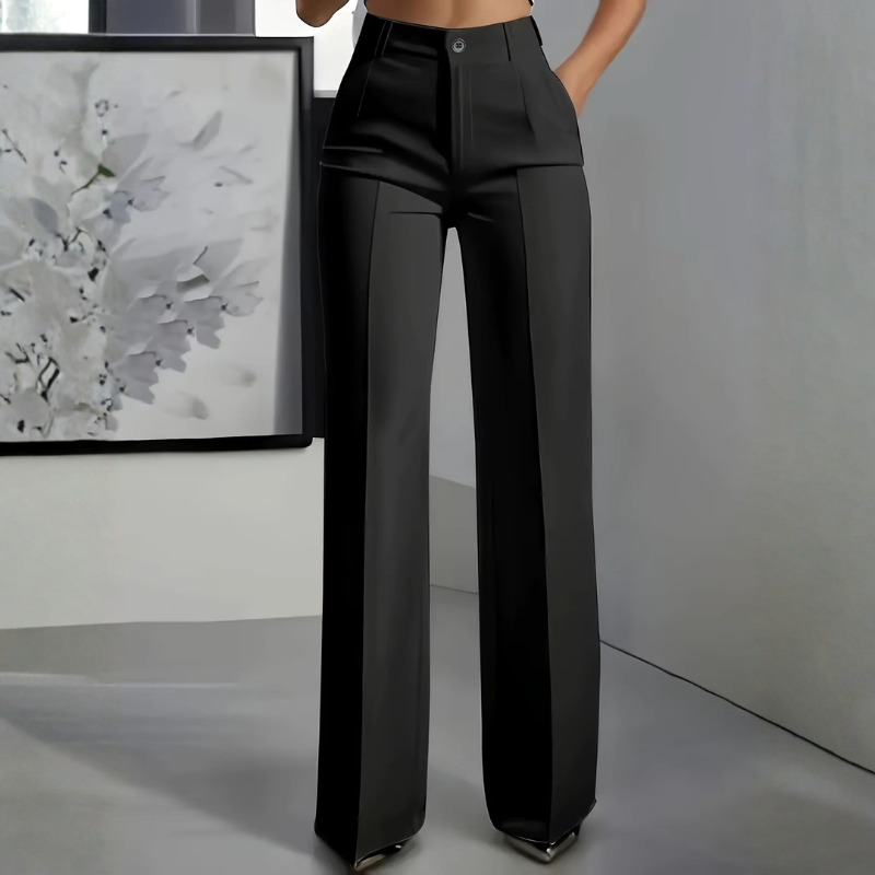 Chic Women's High Waisted Straight Leg Pants