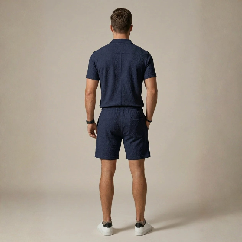 Men's Polo Shirt and Drawstring Shorts Set
