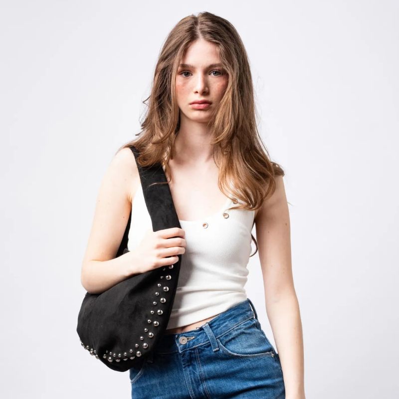 Women’s Shoulder Bag with Double Zippered Pockets