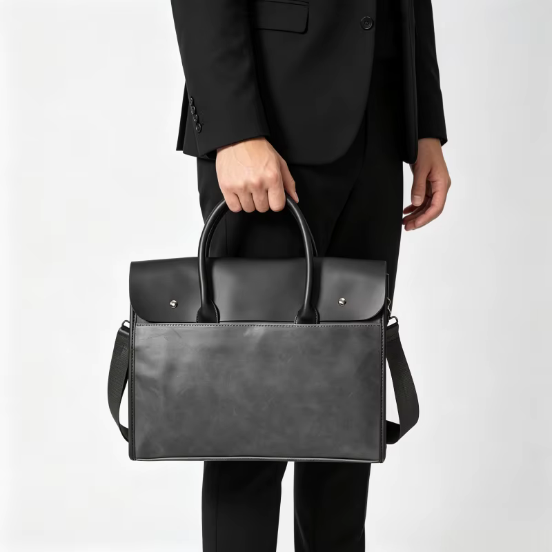 Premium Leather Briefcase with Adjustable Strap