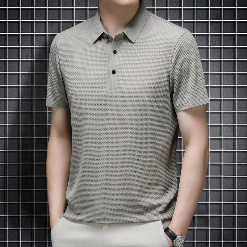 Men's Short Sleeve Button Polo Shirt with Collar