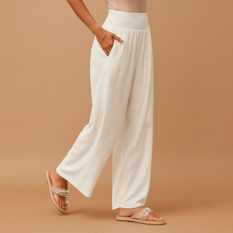 Women's Wide-Leg Casual Trousers with Elastic Waist