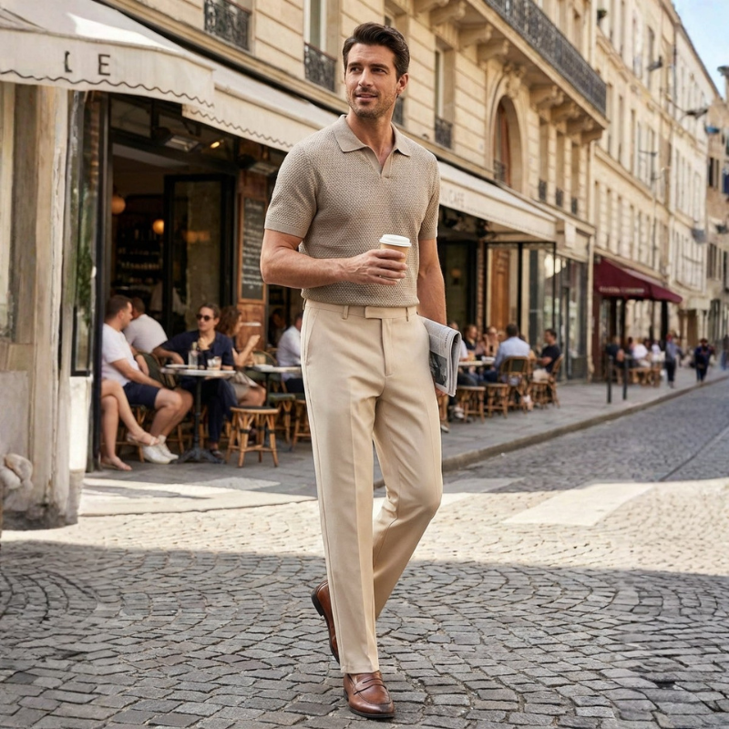 Men's Tailored Comfort Fit Cotton Trousers