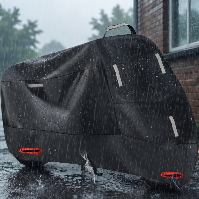 MotoShield - Motorkerékpár takaró fényvisszaverő csíkokkal és megerősített zárnyílásokkal