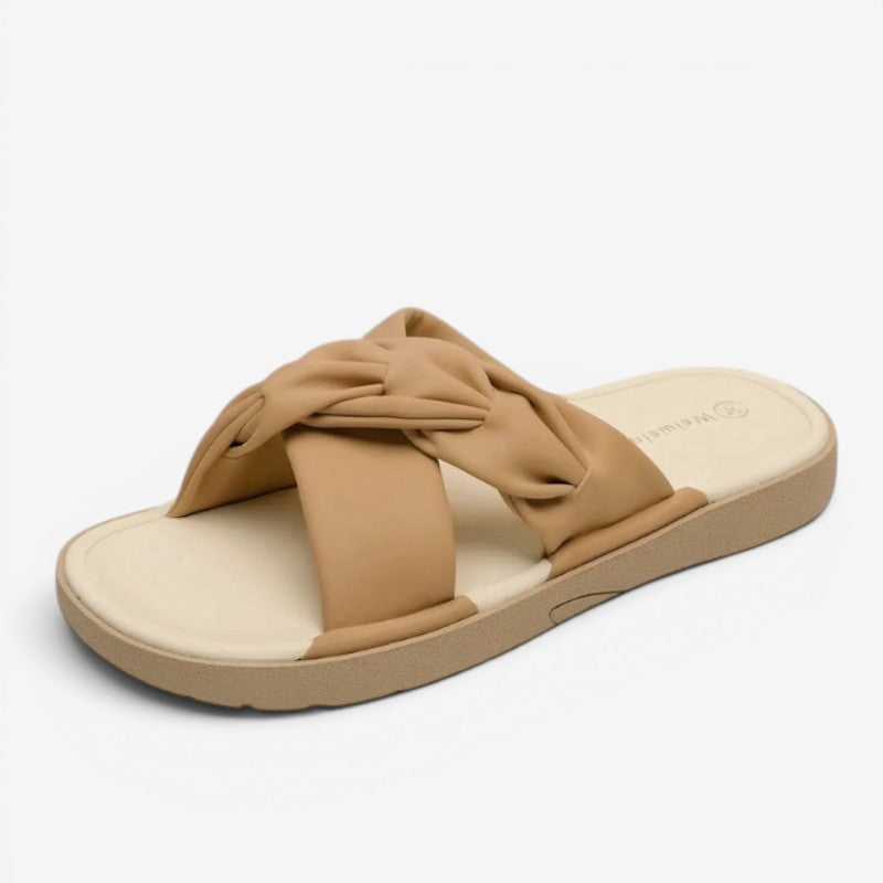 Women's Slip-On Slippers with Cross Straps