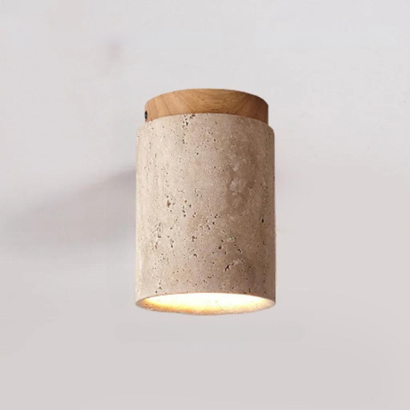 ModernTouch - Cement & Wood Flush Mount with Sleek Modern-Rustic Style | Soft Diffused Ambient Glow for Cozy Rooms | Durable Design for Living Room, Bedroom or Entryway