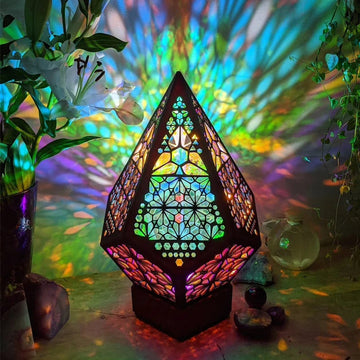 CelestiaBohemian - Bohemian Wooden Star Projector Lamp Colorful LED Star Projection with Handmade Wooden Design | Vibrant Multicolored Glow for Relaxation, Meditation or Home Decor | Eco-Friendly Bohemian Accent for Bedroom or Living Room