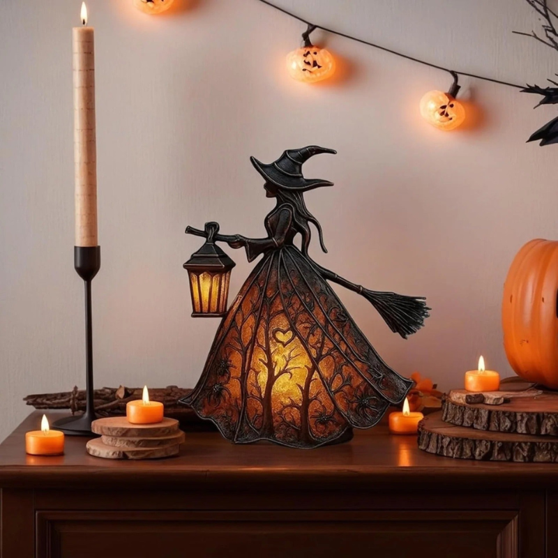 Charming Halloween Witch Lamp with LED Light