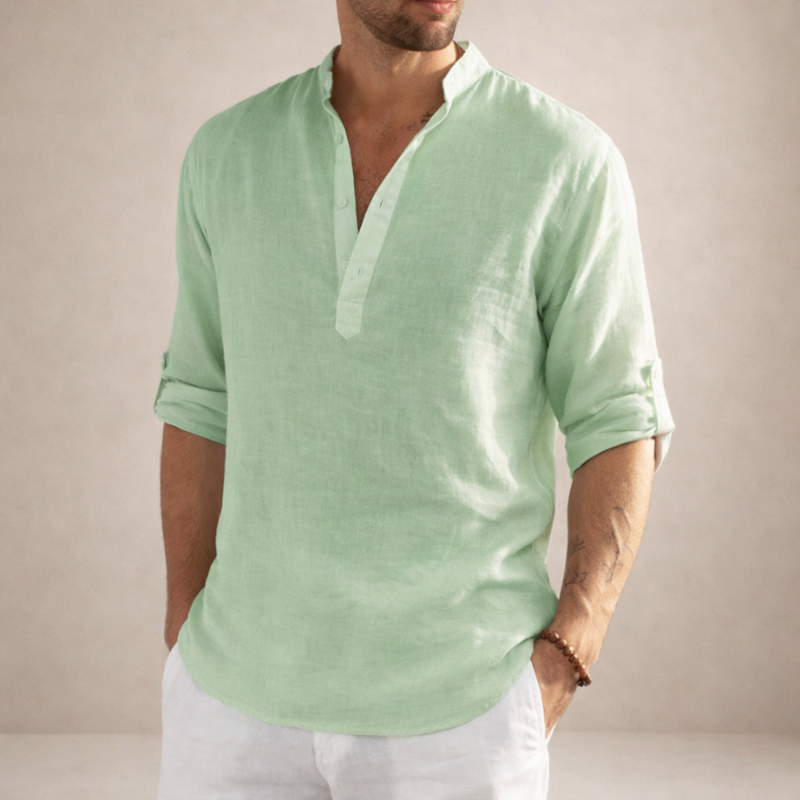Men's Long Sleeve Shirt with Stand Collar