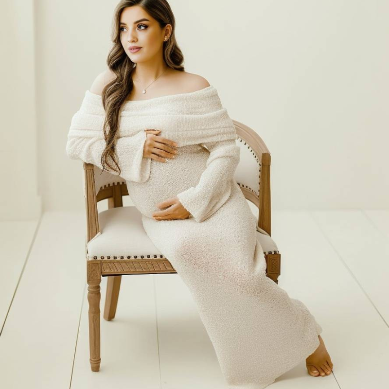 Off-Shoulder Maternity Maxi Dress