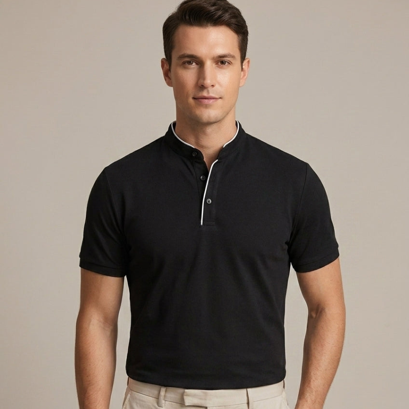 Men's Premium Short Sleeve Polo with Stand Collar