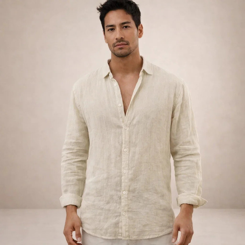 Men's Long Sleeve Shirt with Button Closure