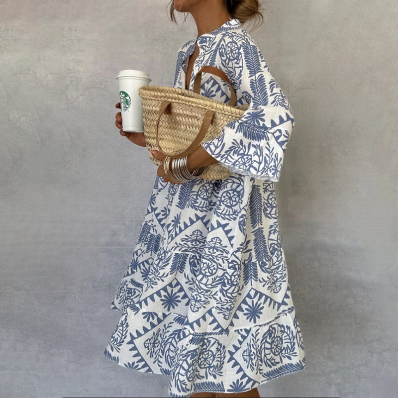 Women’s Patterned Long Sleeve Mini Dress