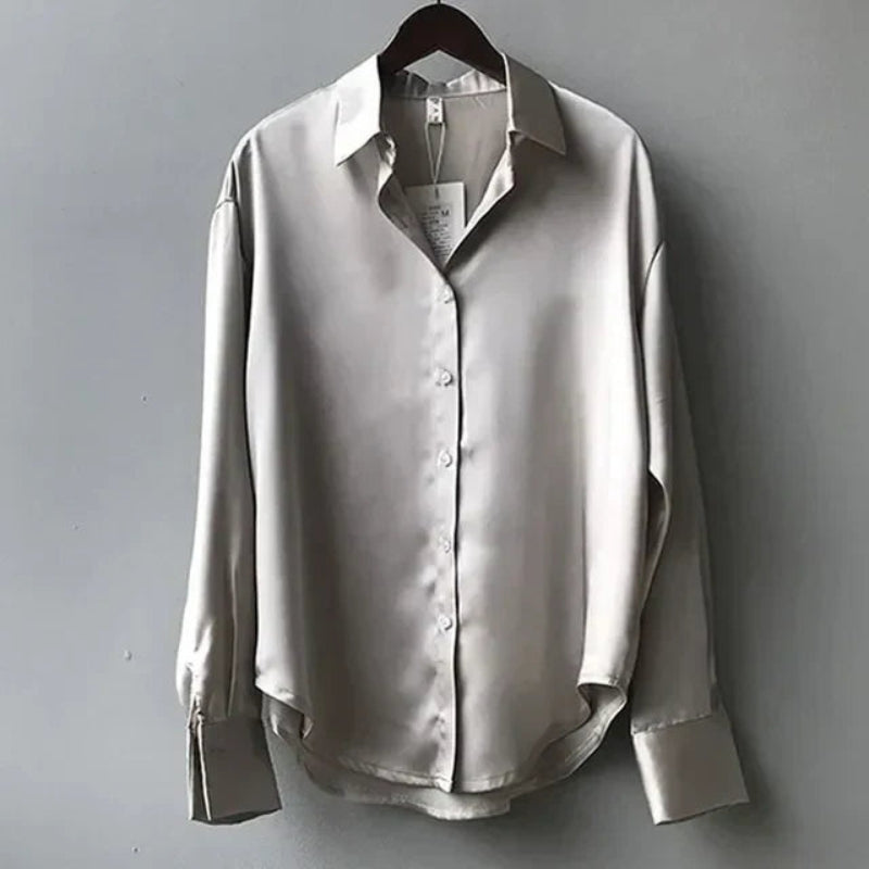 Women’s Button-Front Satin Blouse