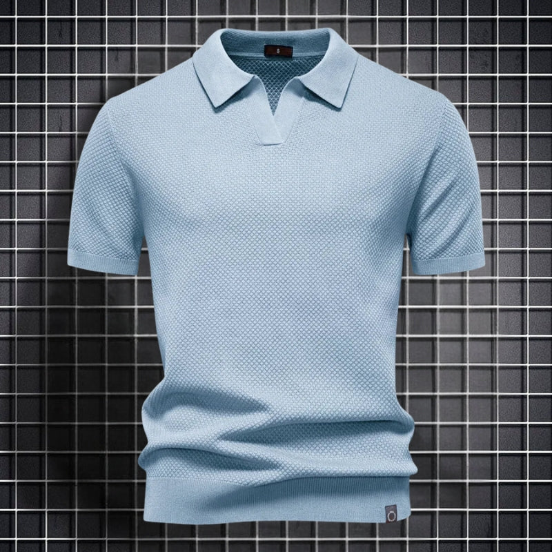 Men's Slim Fit Short Sleeve Polo Shirt with Collar