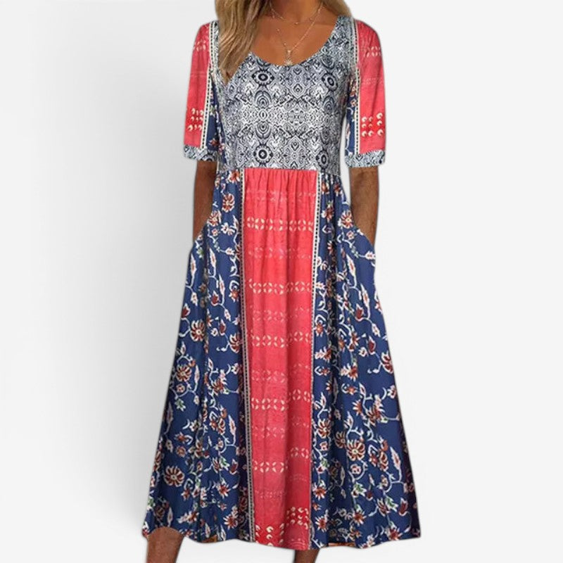 Women’s Printed Square Neck Midi Dress