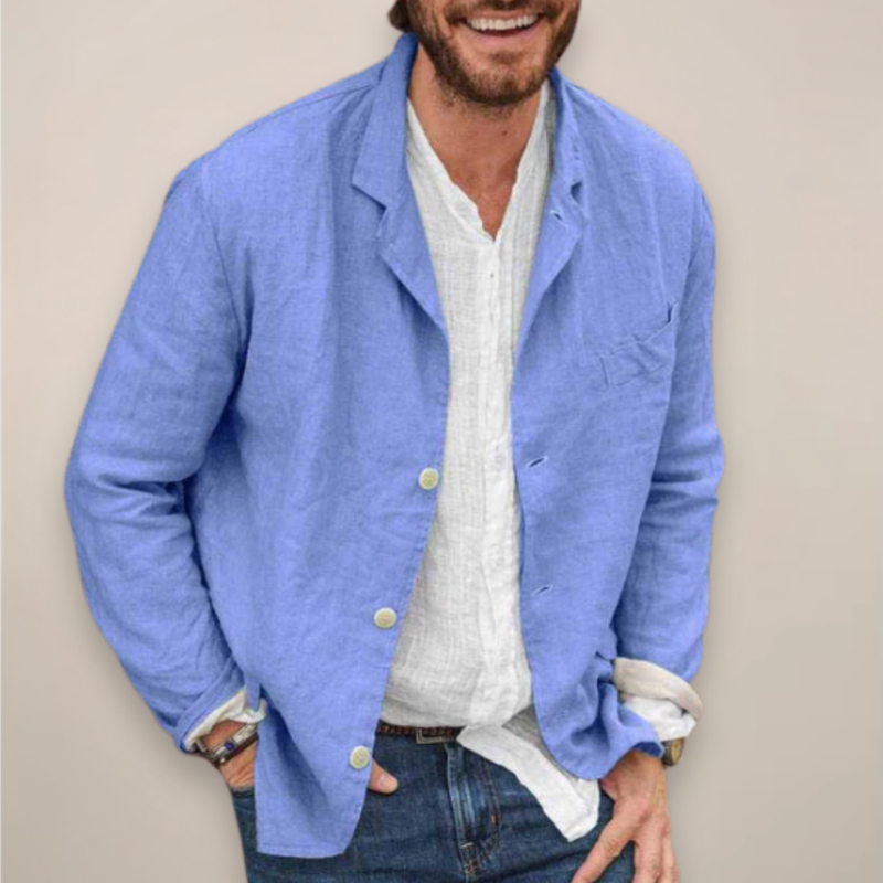 Men's Long Sleeve Button Front Shirt with Chest Pocket
