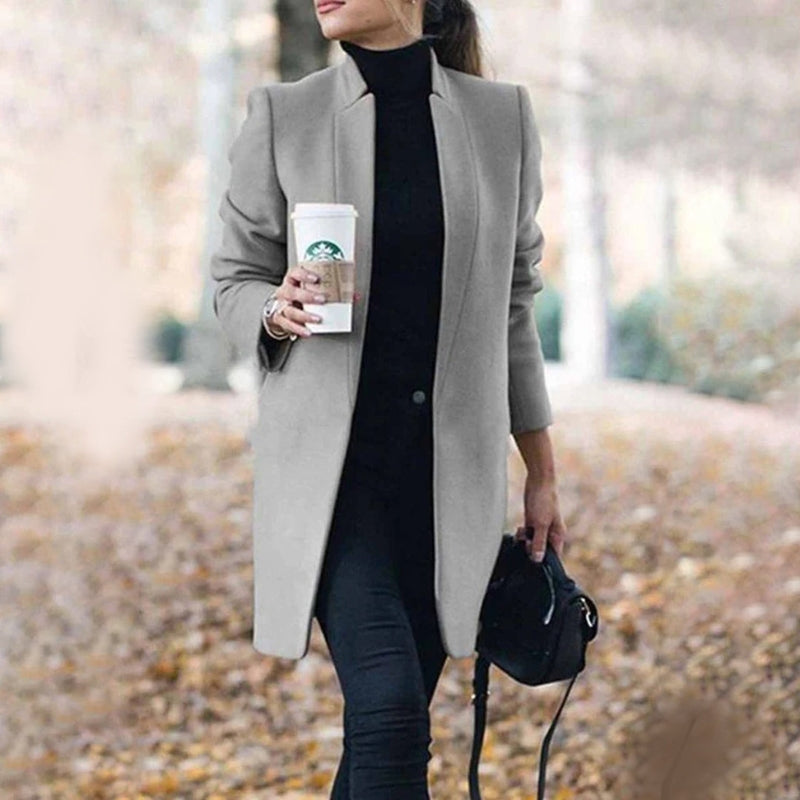 Women’s Classic Notched Collar Long Coat