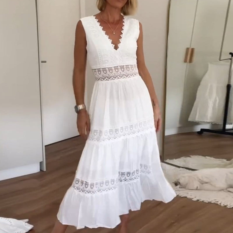 Women’s Sleeveless V-Neck Midi Dress
