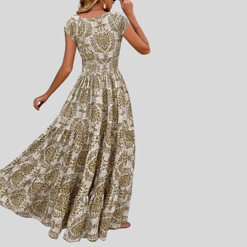 Women’s Sleeveless V-Neck Patterned Maxi Dress