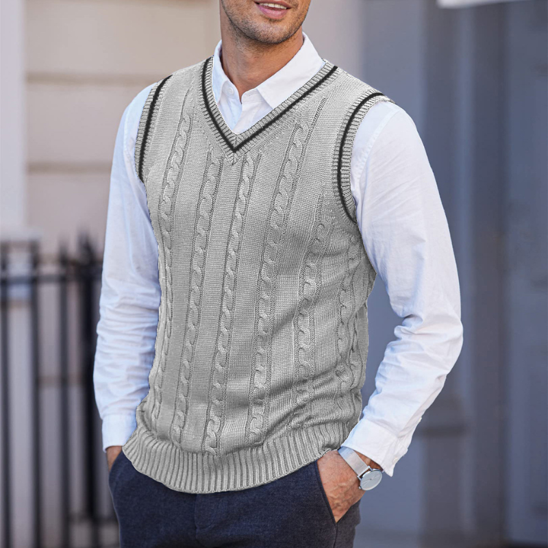 Men's Ribbed V Neck Sleeveless Vest with Tailored Fit