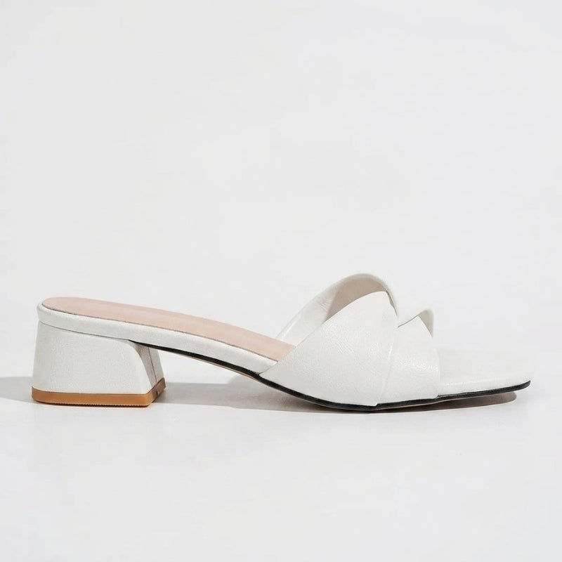 Women's Square Heel Open Toe Sandals with Smooth Finish