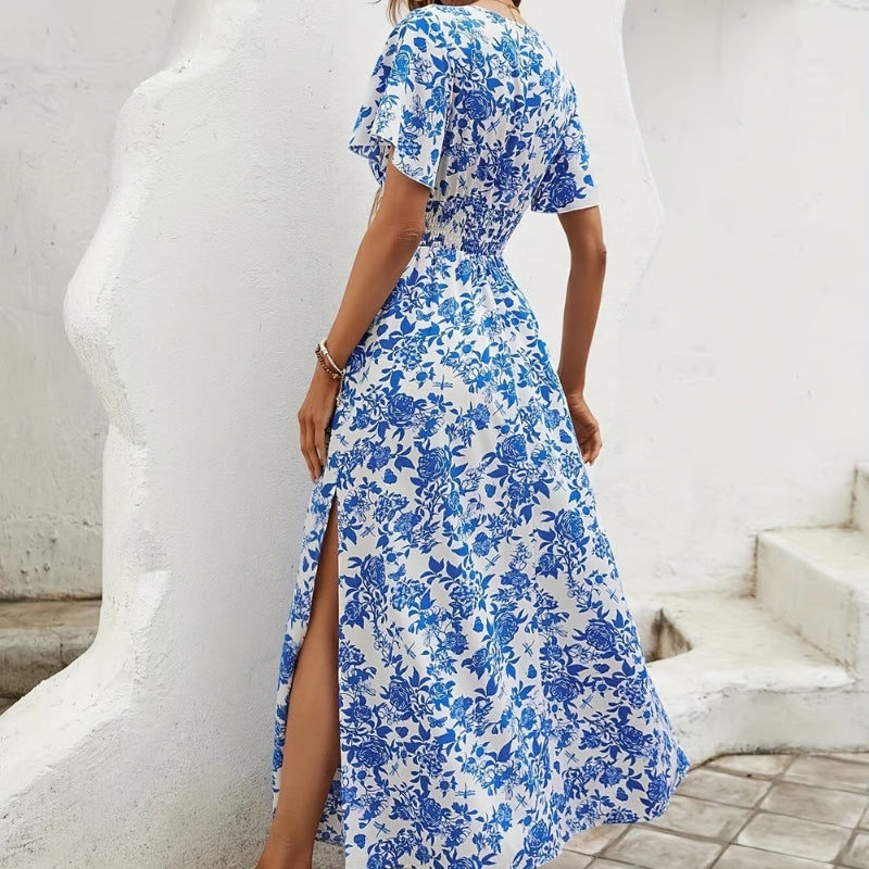 Women’s Printed V-Neck Maxi Dress