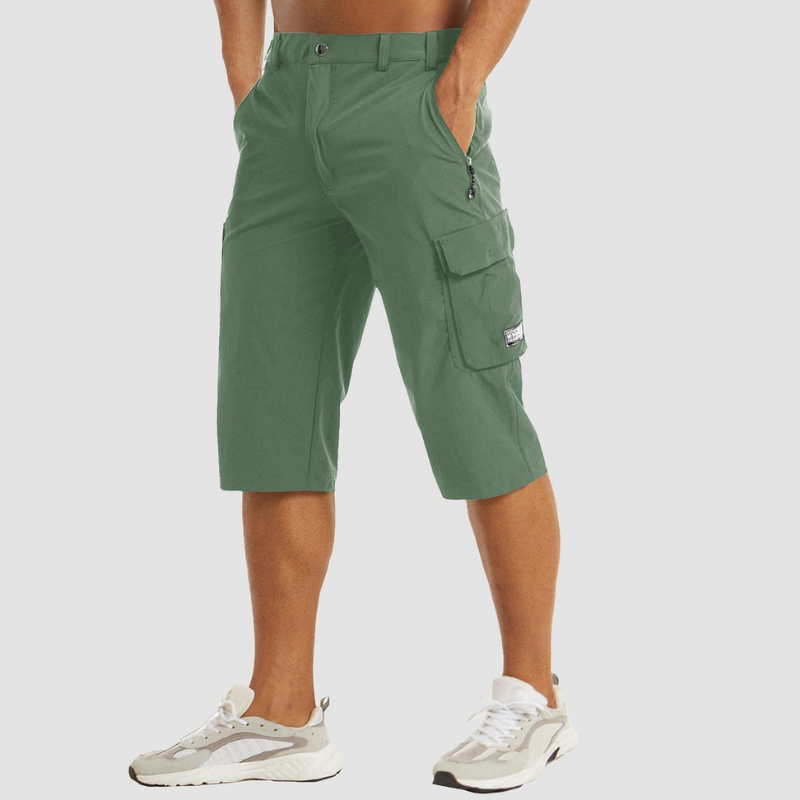 Men's High Waisted Knee Length Shorts with Multiple Pockets