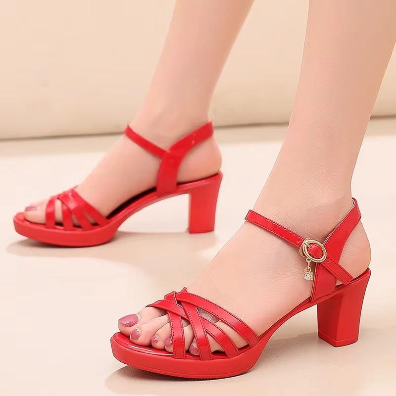 Wome's Open Toe High Heel Sandals with Ankle Buckle Strap