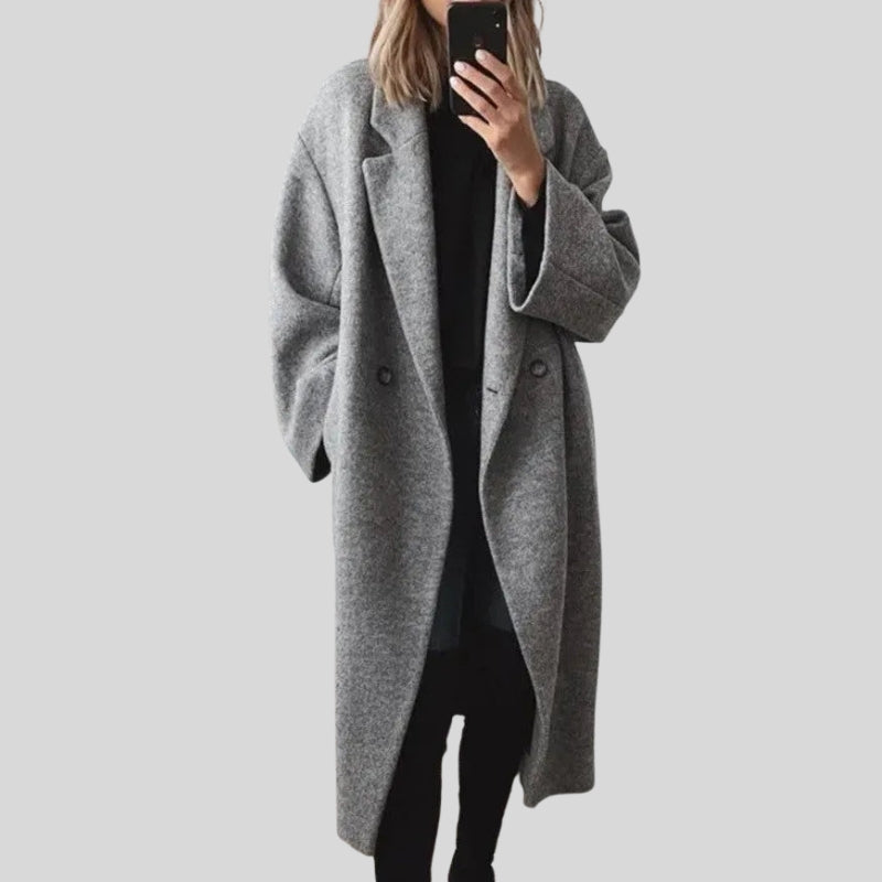 Women’s Long Button-Up Coat with Pockets