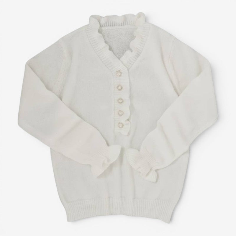 Women’s Ruffled Front Blouse with Decorative Buttons