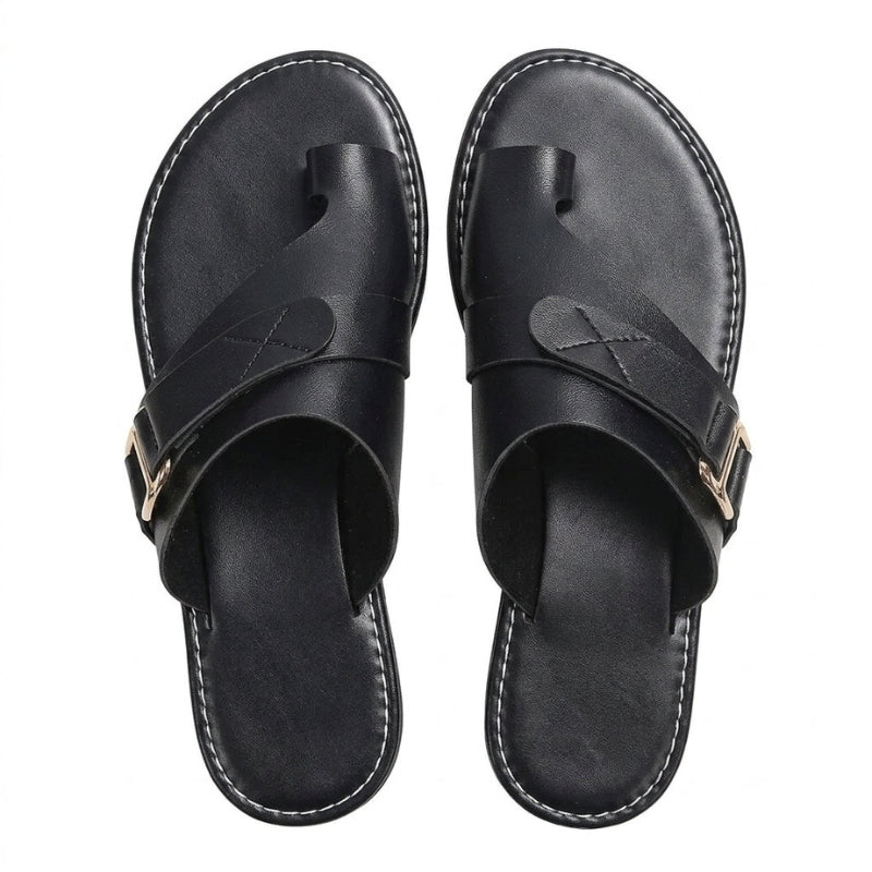 Women's Flat Sandals with Adjustable Buckle and Non Slip Sole