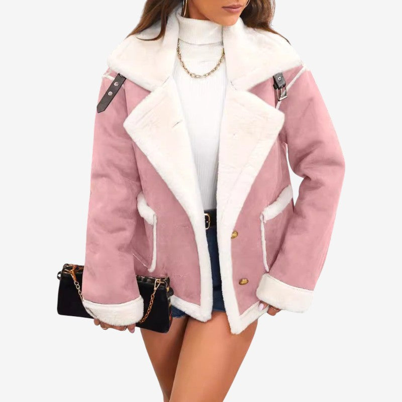 Women’s Long Sleeve Coat with Notched Collar