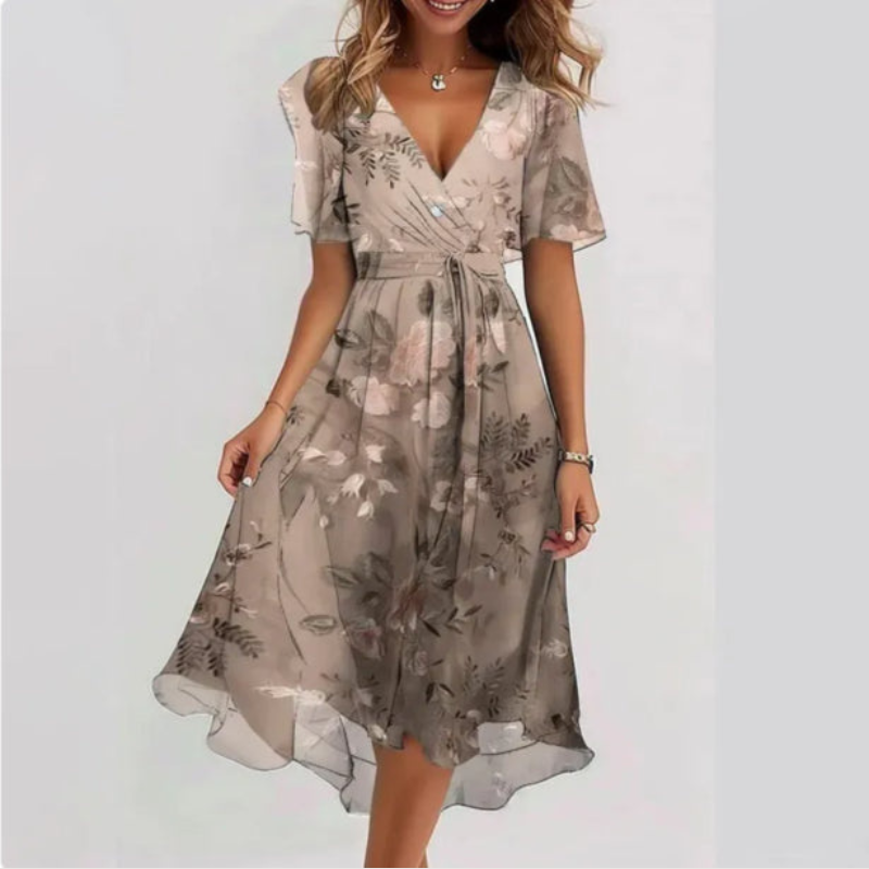 Women's V-Neck Printed Dress